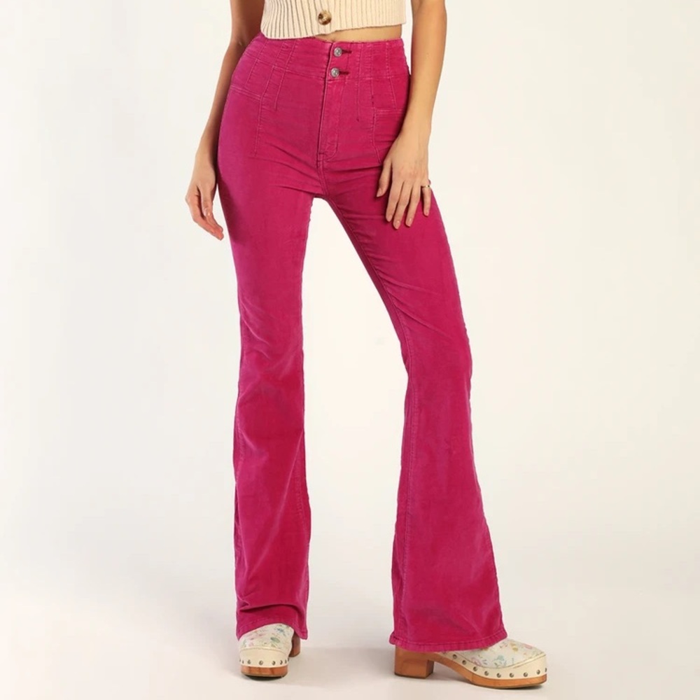 Free People Jayde Pink Flare Jeans